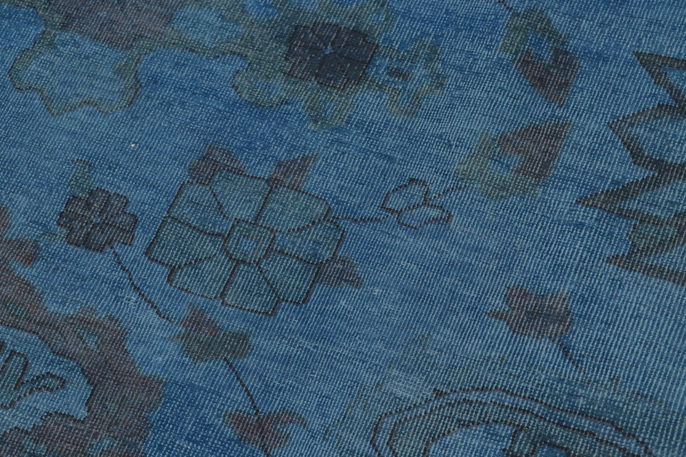 handmade Over Dyed Over Dyed Blue Blue Hand Knotted RECTANGLE 100% WOOL area rug 12' x 17'