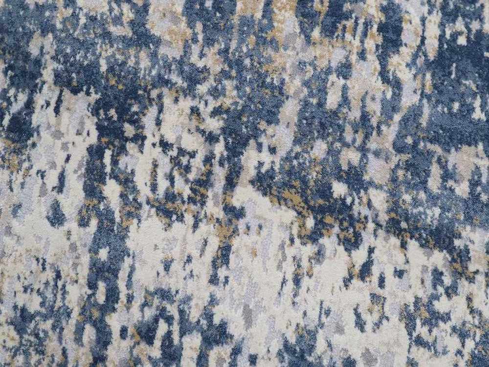 handmade Modern Abstract Blue Beige Machine Made RECTANGLE POLYESTER area rug 9x12