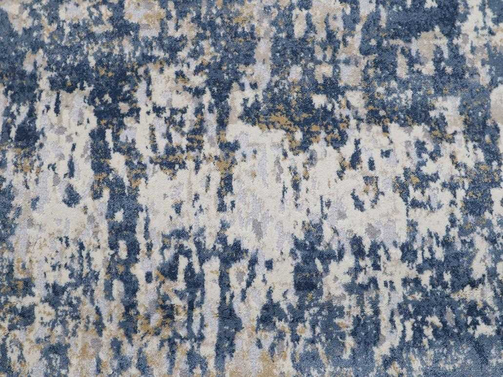 handmade Modern Abstract Blue Beige Machine Made RECTANGLE POLYESTER area rug 9x12