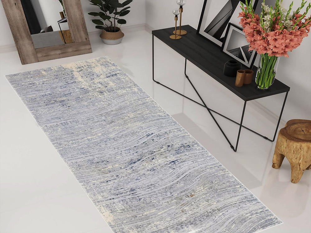 handmade Modern Abstract Gray Blue Machine Made RECTANGLE POLYESTER area rug 9x12