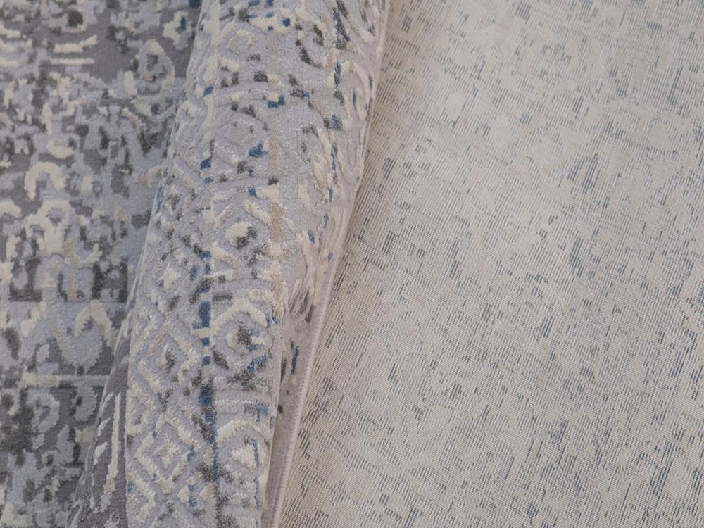 handmade Transitional Vintage Gray Blue Machine Made RECTANGLE POLYESTER area rug 9x12