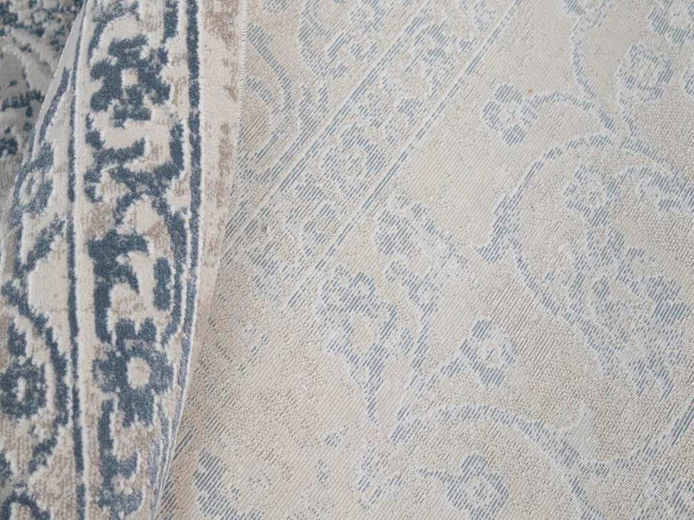 handmade Transitional Vintage Gray Blue Machine Made RECTANGLE POLYESTER area rug 9x12