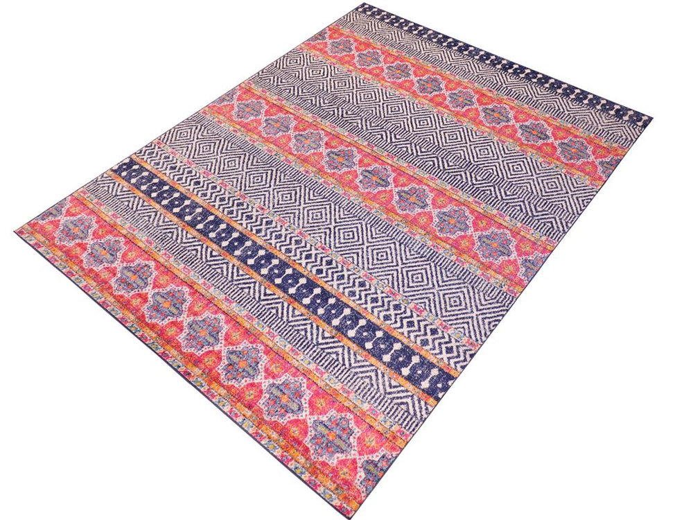 handmade Geometric Modern Blue Fushia Machine Made RECTANGLE POLYESTER area rug