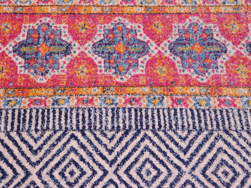 handmade Geometric Modern Blue Fushia Machine Made RECTANGLE POLYESTER area rug