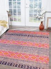 handmade Geometric Modern Blue Fushia Machine Made RECTANGLE POLYESTER area rug 10x14