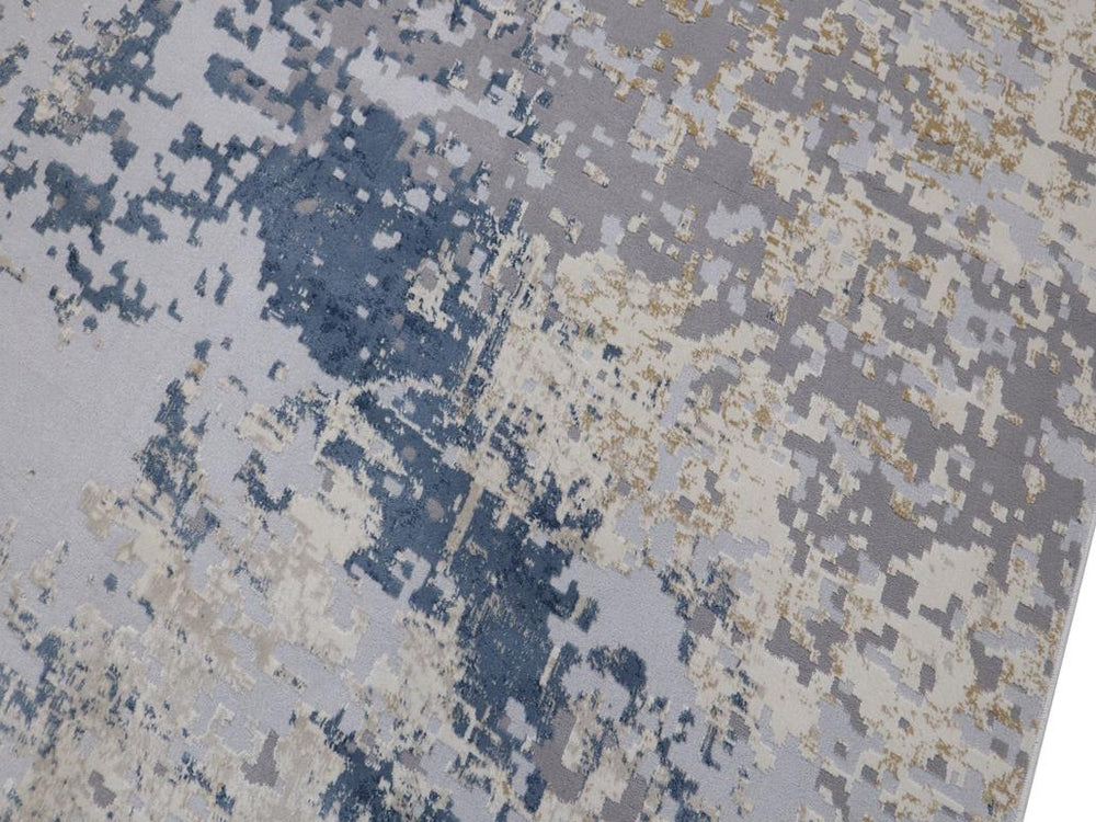 handmade Modern Abstract Gray Blue Machine Made RECTANGLE POLYESTER area rug 9x12