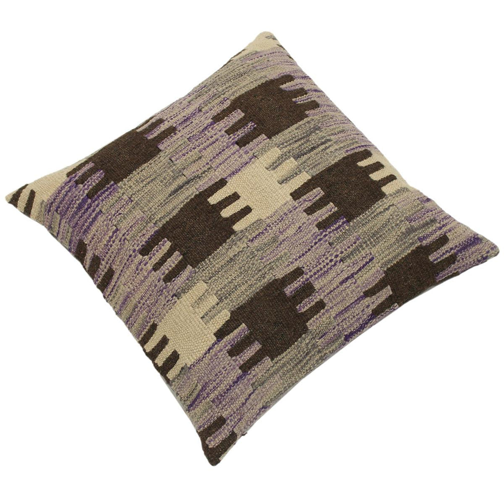 handmade Traditional Pillow Purple Gray Hand-made SQUARE 100% WOOL kilim throw pillow