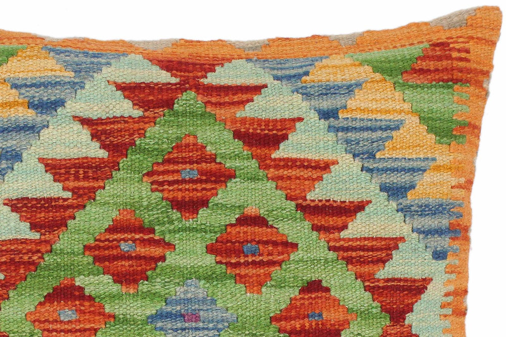 handmade Traditional Pillow Rust Blue Hand-Woven SQUARE 100% WOOL kilim throw pillow