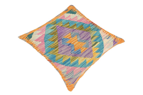 handmade Traditional Pillow Purple Blue Hand-Woven SQUARE 100% WOOL kilim throw pillow