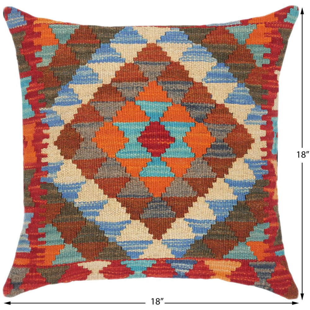 handmade Traditional Pillow Red Gray Hand-Woven SQUARE 100% WOOL kilim throw pillow