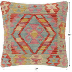 handmade Tribal Turkish Antique Red Blue Hand-Woven SQUARE 100% WOOL pillow