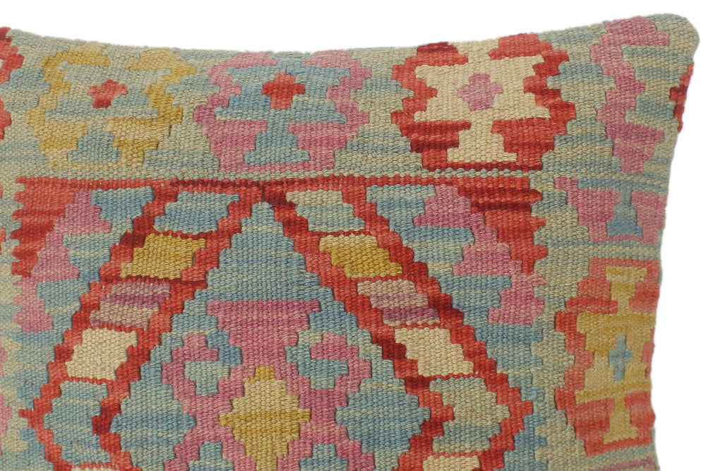 handmade Tribal Turkish Antique Red Blue Hand-Woven SQUARE 100% WOOL pillow