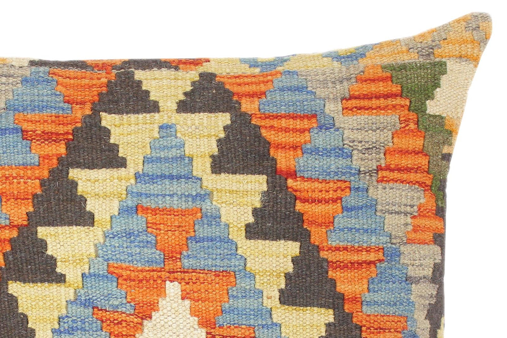 handmade Traditional Pillow Rust Blue Hand-Woven SQUARE 100% WOOL kilim throw pillow