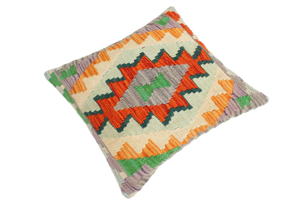 handmade Traditional Pillow Rust Blue Hand-Woven SQUARE 100% WOOL kilim throw pillow