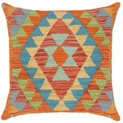 handmade Traditional Pillow Red Blue Hand-Woven SQUARE 100% WOOL kilim throw pillow