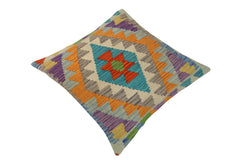 handmade Traditional Pillow Rust Blue Hand-Woven SQUARE 100% WOOL kilim throw pillow