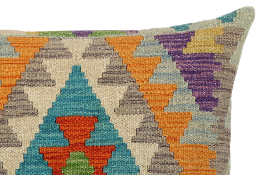handmade Traditional Pillow Rust Blue Hand-Woven SQUARE 100% WOOL kilim throw pillow
