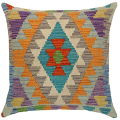 handmade Traditional Pillow Rust Blue Hand-Woven SQUARE 100% WOOL kilim throw pillow