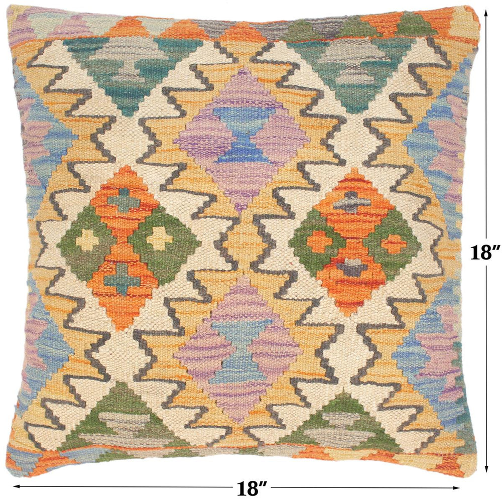 handmade Traditional Pillow Gold Rust Hand-Woven SQUARE 100% WOOL kilim throw pillow
