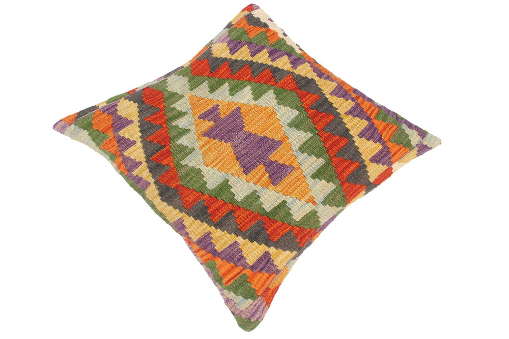 handmade Traditional Pillow Rust Gold Hand-Woven SQUARE 100% WOOL kilim throw pillow