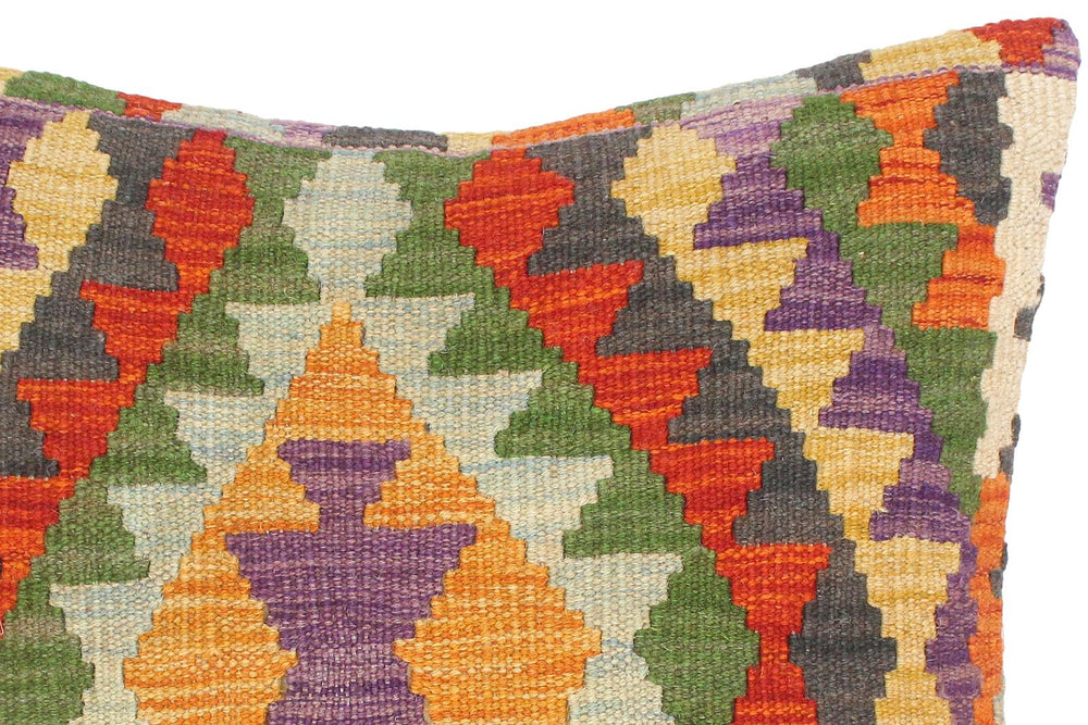 handmade Traditional Pillow Rust Gold Hand-Woven SQUARE 100% WOOL kilim throw pillow