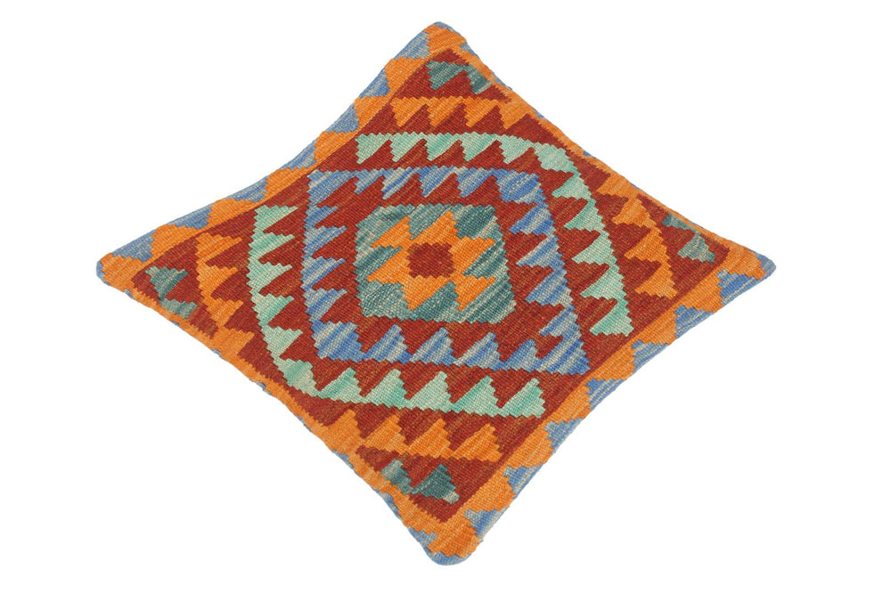 handmade Traditional Pillow Blue Rust Hand-Woven SQUARE 100% WOOL area rug