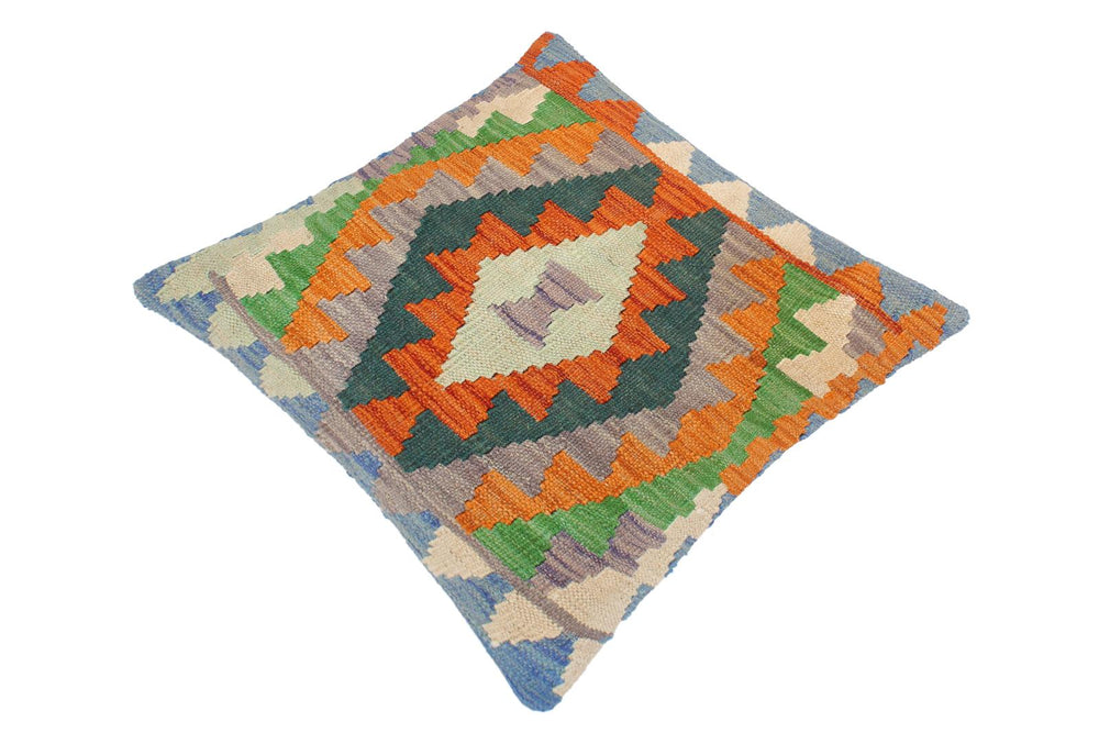 handmade Traditional Pillow Rust Blue Hand-Woven SQUARE 100% WOOL area rug