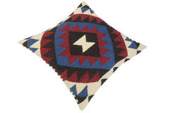 handmade Traditional Pillow Red Blue Hand-Woven SQUARE 100% WOOL kilim throw pillow