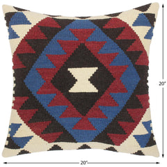 handmade Traditional Pillow Red Blue Hand-Woven SQUARE 100% WOOL kilim throw pillow