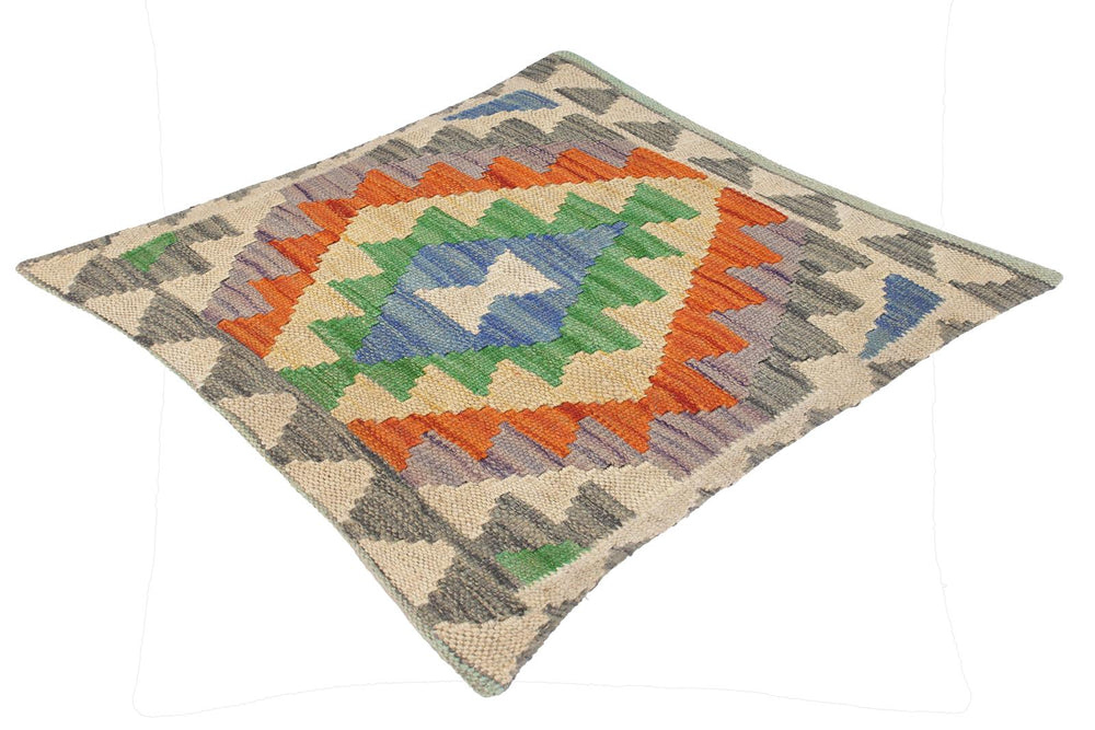handmade Traditional Pillow Blue Gray Hand-Woven SQUARE 100% WOOL kilim throw pillow