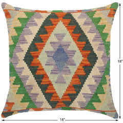handmade Traditional Pillow Blue Rust Hand-Woven SQUARE 100% WOOL kilim throw pillow