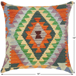 handmade Traditional Pillow Blue Rust Hand-Woven SQUARE 100% WOOL kilim throw pillow