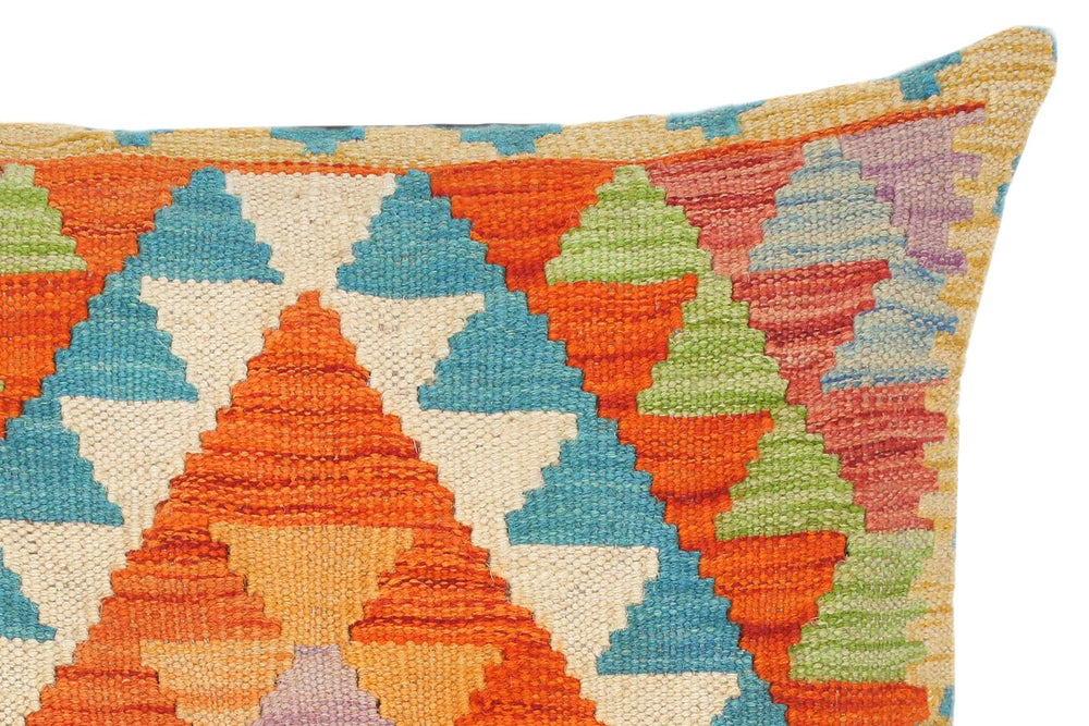 handmade Traditional Pillow Rust Teal Hand-Woven SQUARE 100% WOOL kilim throw pillow