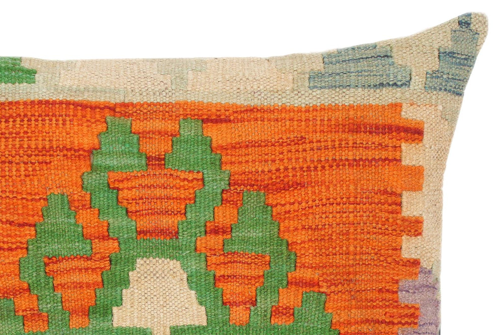 handmade Traditional Pillow Rust Blue Hand-Woven SQUARE 100% WOOL kilim throw pillow