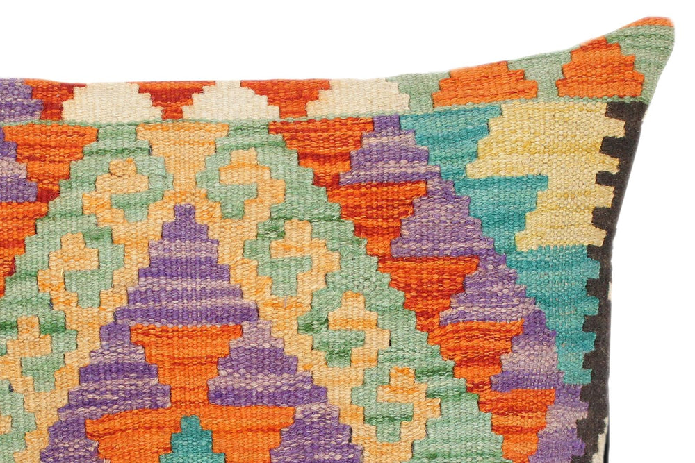 handmade Traditional Pillow Rust Teal Hand-Woven SQUARE 100% WOOL kilim throw pillow