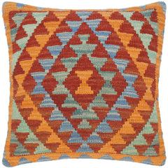 handmade Traditional Pillow Orange Brown Hand-Woven SQUARE 100% WOOL kilim throw pillow
