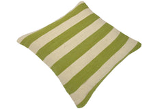 handmade Modern Pillow Beige Green Hand-Woven SQUARE 100% WOOL kilim throw pillow