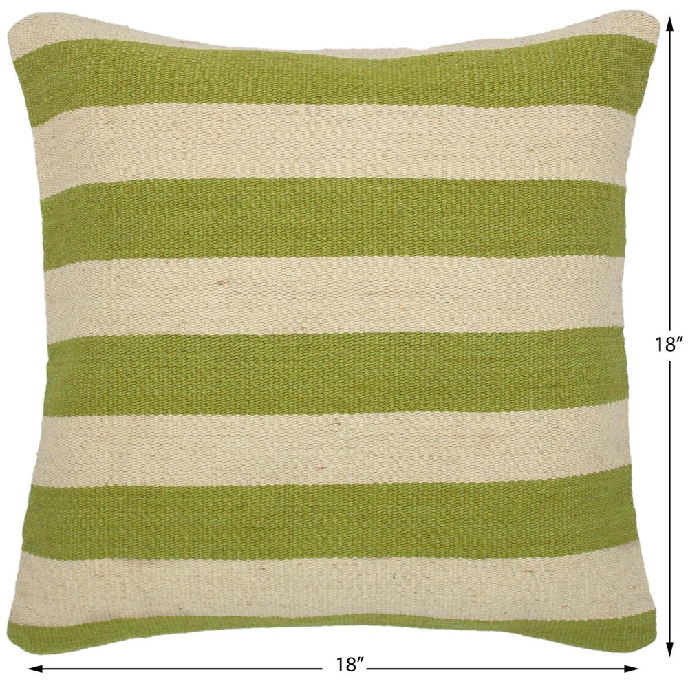 handmade Modern Pillow Beige Green Hand-Woven SQUARE 100% WOOL kilim throw pillow