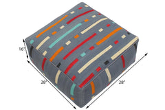 handmade Modern Floor Cushion Gray Red Hand-Woven Square100% WOOL Floor Cushion