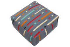 handmade Modern Floor Cushion Gray Red Hand-Woven Square100% WOOL Floor Cushion