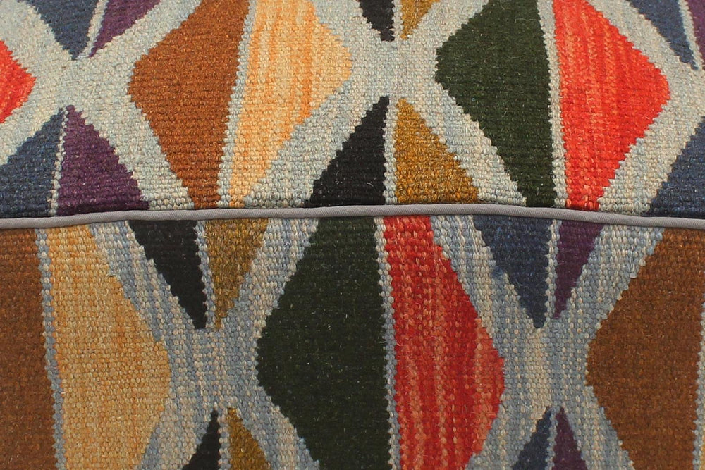 handmade Modern Ottoman Blue Rust HandmadePOUF 100% WOOL area rug