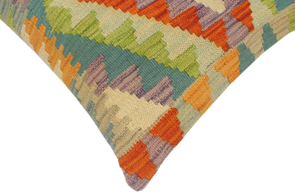 handmade Tribal Turkish Antique Rust Blue Hand-Woven SQUARE 100% WOOL pillow