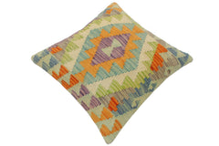 handmade Tribal Turkish Antique Rust Blue Hand-Woven SQUARE 100% WOOL pillow