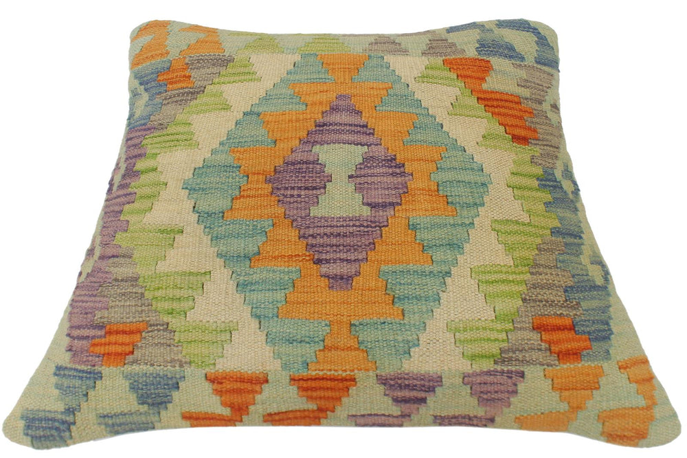 handmade Tribal Turkish Antique Rust Blue Hand-Woven SQUARE 100% WOOL pillow