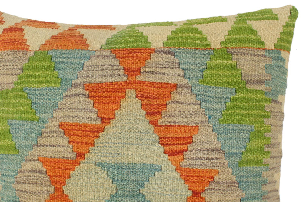 handmade Tribal Turkish Antique Rust Blue Hand-Woven SQUARE 100% WOOL pillow