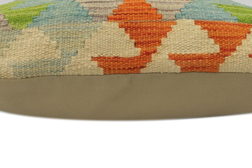 handmade Tribal Turkish Antique Rust Blue Hand-Woven SQUARE 100% WOOL pillow