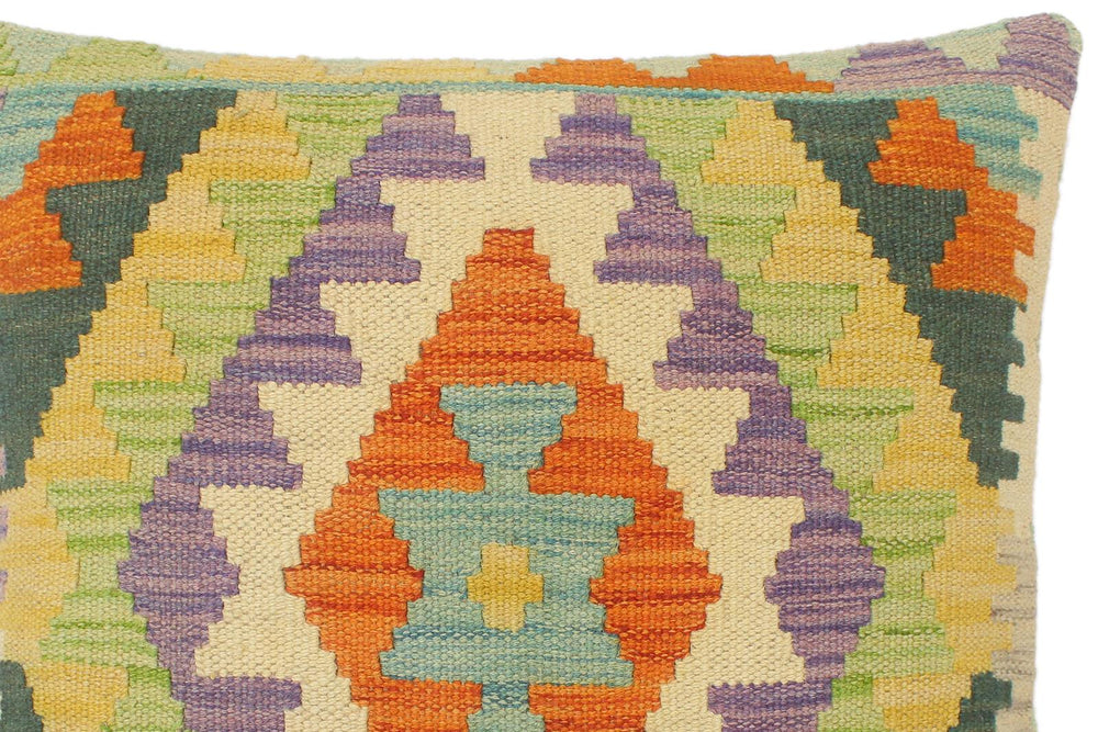 handmade Tribal Turkish Antique Rust Beige Hand-Woven SQUARE 100% WOOL pillow