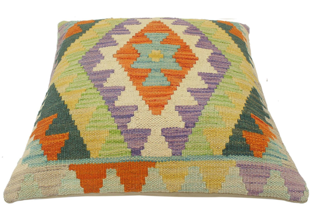 handmade Tribal Turkish Antique Rust Beige Hand-Woven SQUARE 100% WOOL pillow