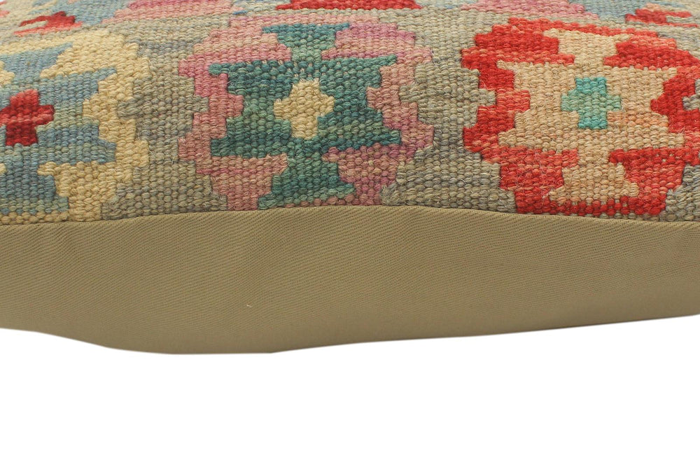 handmade Tribal Turkish Antique Blue Red Hand-Woven SQUARE 100% WOOL pillow