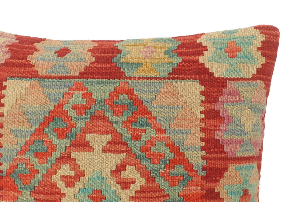 handmade Tribal Turkish Antique Red Blue Hand-Woven SQUARE 100% WOOL pillow